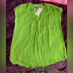 NWT Sz XS bright green silky short sleeve